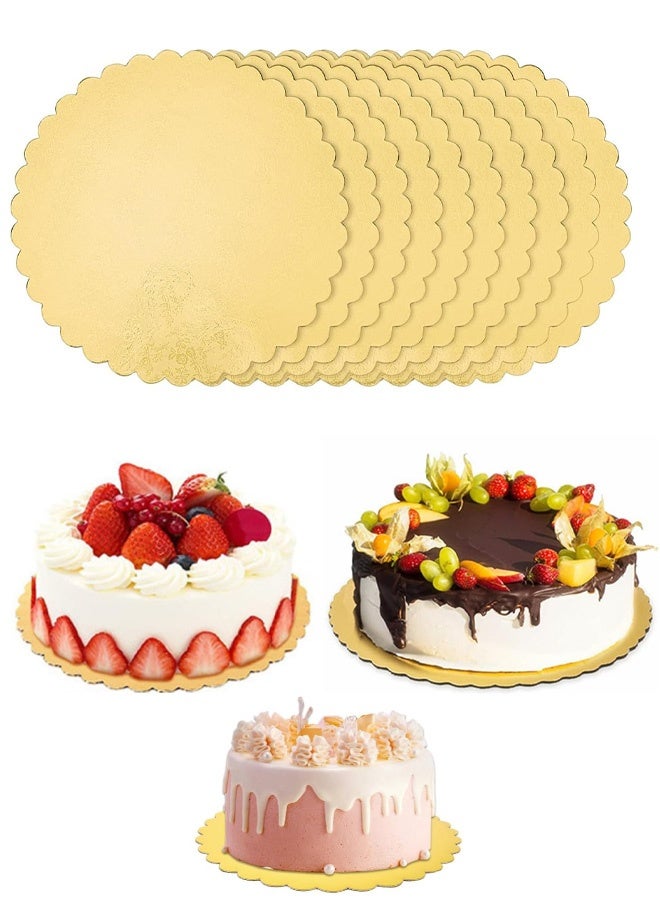 8Pcs Round Cake Boards, 2mm Golden Cake Circle Base Boards Disposable Cardboard Base for Baking Cakes Wedding Birthday Cake DIY, 6inch 15cm - Image 1